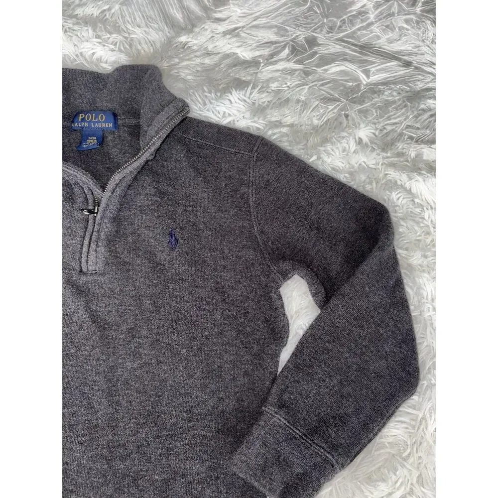 Ralph Lauren Boys 8 Classic 1/4 Zip Charcoal Top. Comf, Exc. Quality